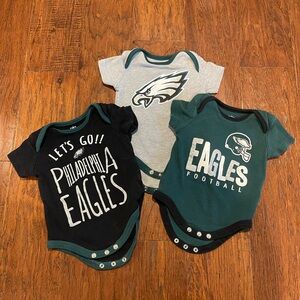 Philadelphia Eagles Baby Onesies Size 0-3 months - Set of 3